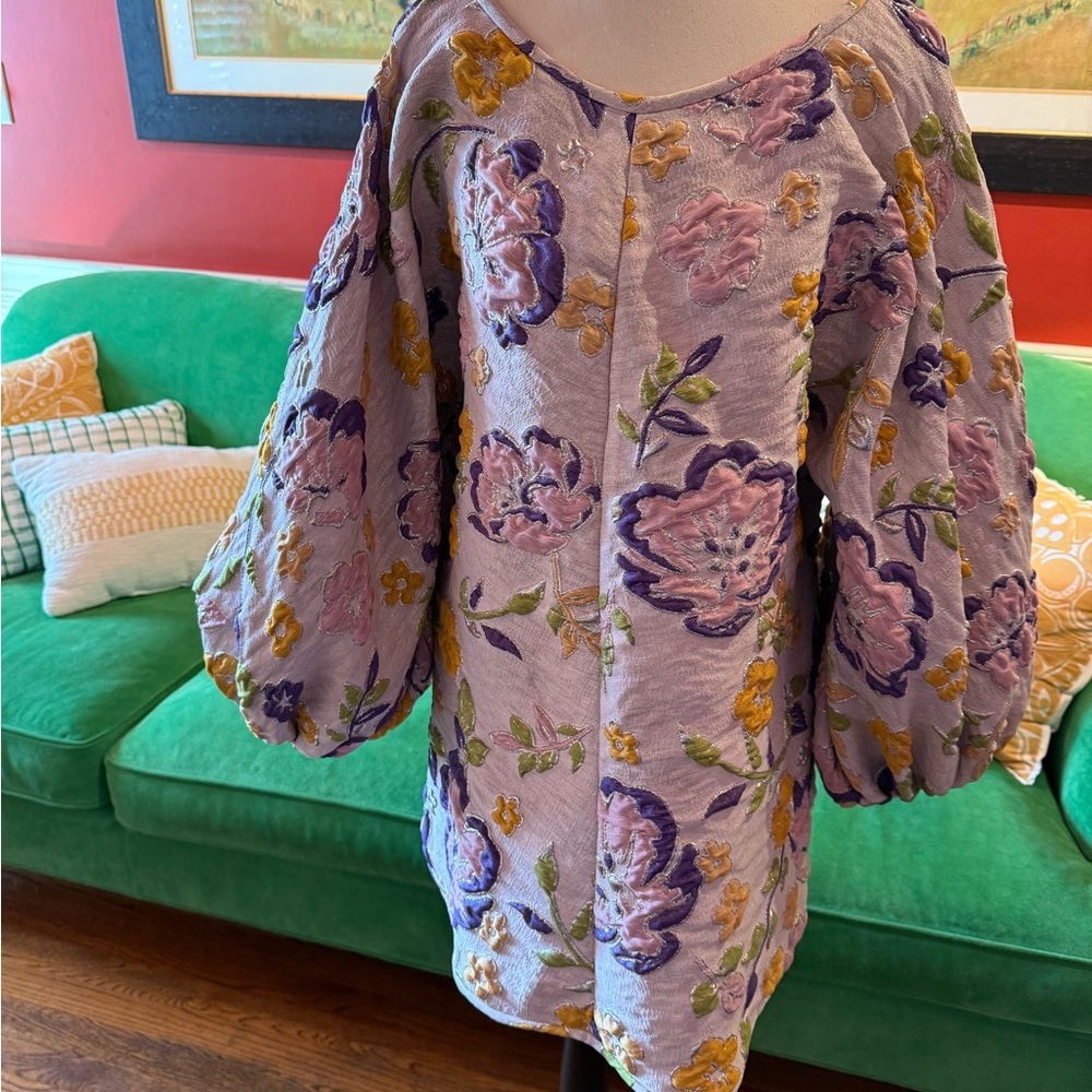 Arianne Lavender and Gold Floral Mini Dress